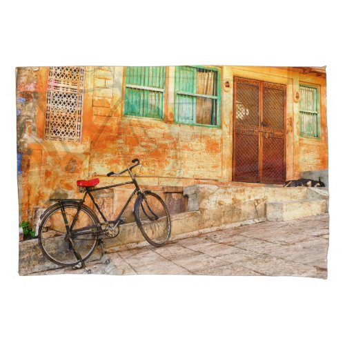 Rajasthan Street Scene Indian Style Pillow Case