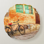 Rajasthan Street Scene: Indian Style Round Pillow