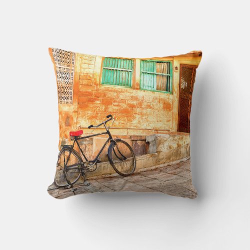 Rajasthan Street Scene Indian Style Throw Pillow