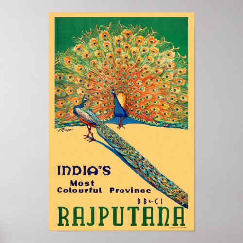 Rajputana India Vintage Travel Poster