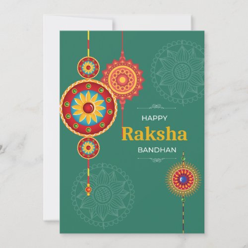 Rakhi designs on green with Happy Raksha bandhan  Holiday Card