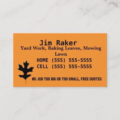 Raking leaves business cards