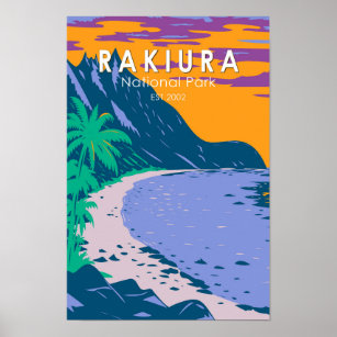 Rakiura National Park New Zealand Vintage  Poster