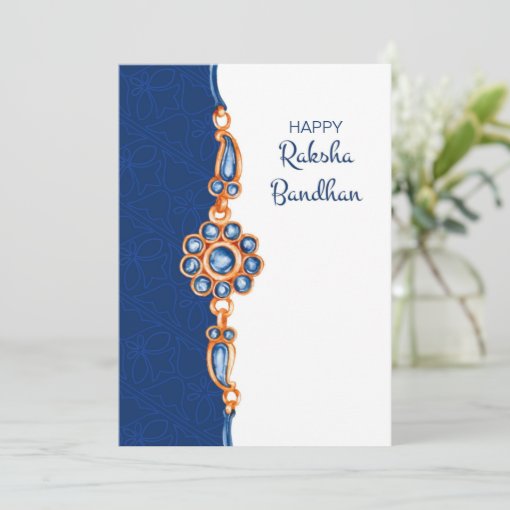 Raksha Bandhan Blue And White Greeting Card | Zazzle