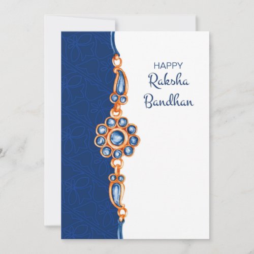 Raksha Bandhan Blue and White Greeting Card