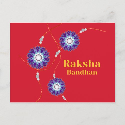 Raksha Bandhan Blue White Purple Gold Red Holiday  Postcard