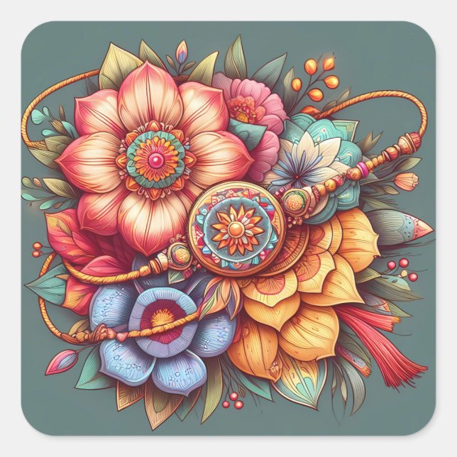 raksha bandhan square sticker (Front)