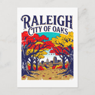 Raleigh City of Oaks Autumn View Postcard