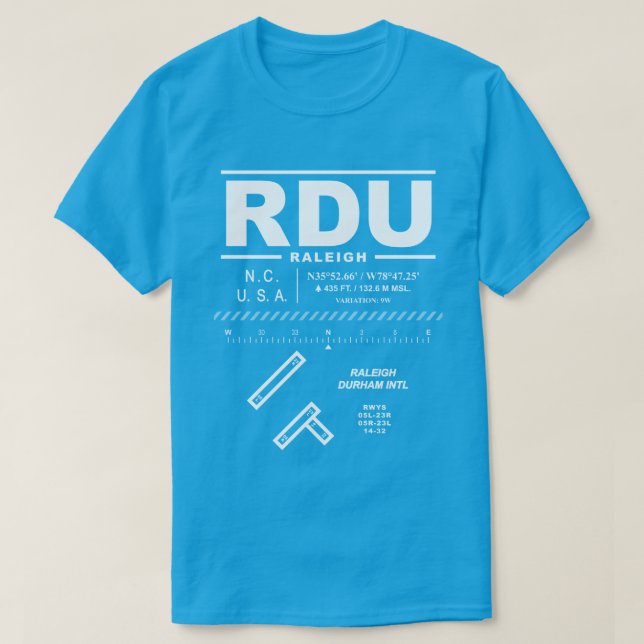 Raleigh Durham International Airport RDU T-Shirt (Design Front)