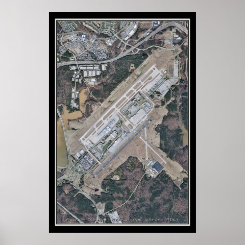 Raleigh_Durham Intl Airport Satellite Map Poster