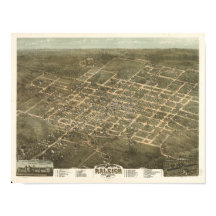 Raleigh N. Carolina 1872 Antique Panoramic Map