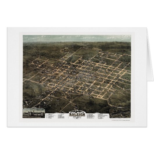 Raleigh, NC Panoramic Map - 1872 Cards (Front Horizontal)
