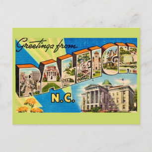 Raleigh NC Retro Postcard