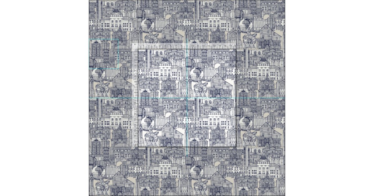 Raleigh NC toile blue Fabric Zazzle