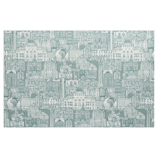 Raleigh NC toile blue Fabric Zazzle