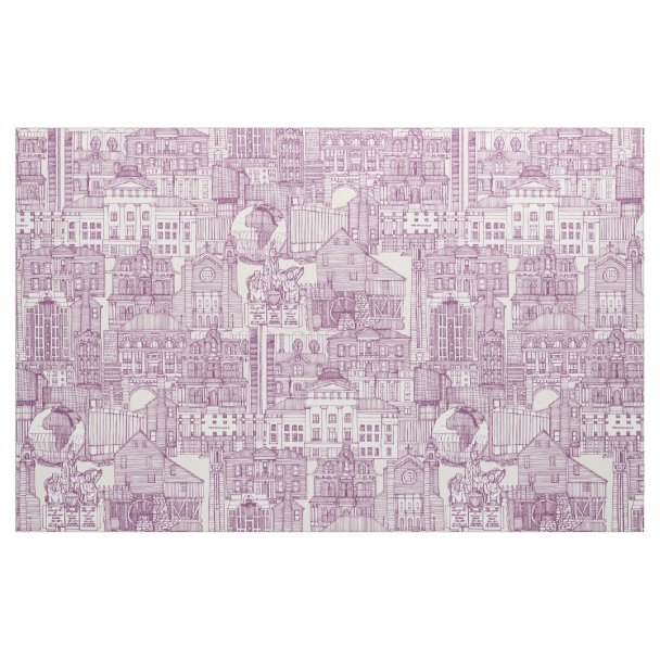 Raleigh NC toile blue Fabric Zazzle
