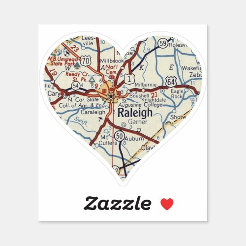 Raleigh NC Vintage Map Sticker