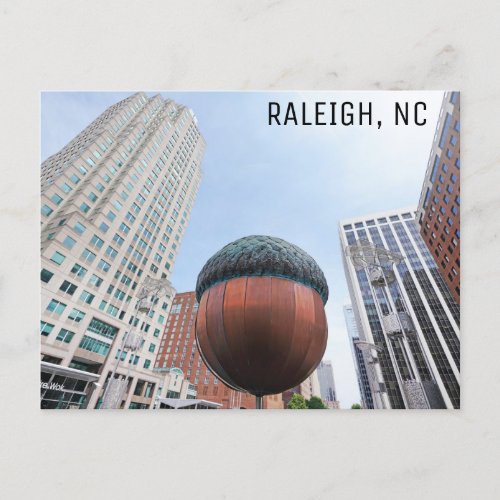 Raleigh North Carolina Acorn City Skyline Travel Postcard