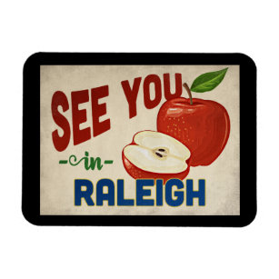Raleigh North Carolina Apple - Vintage Travel Magnet