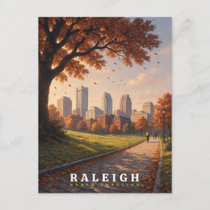 Raleigh North Carolina Autumn Skyline Postcard