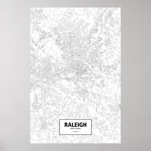 Raleigh, North Carolina (black on white) Poster (Front)