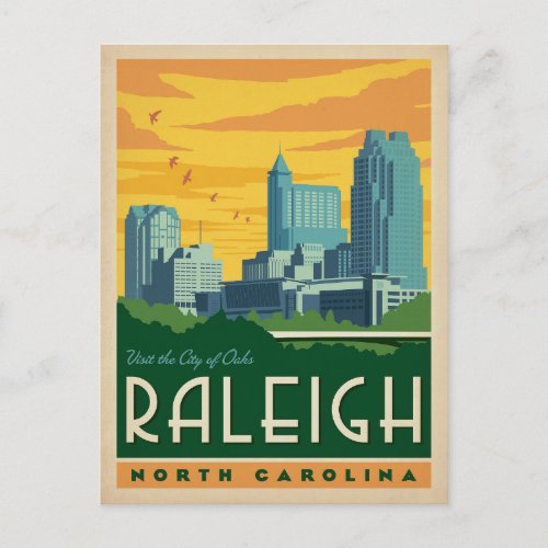 Raleigh North Carolina  City of Oaks Postcard