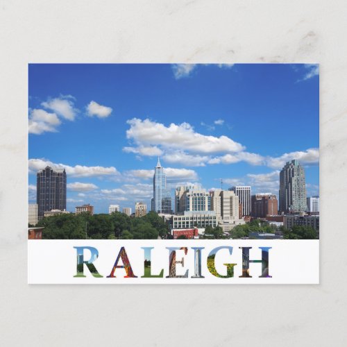 Raleigh North Carolina City Skyline Travel Photo Postcard