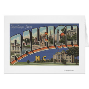 Raleigh, North Carolina - Large Letter Scenes 2 Cards