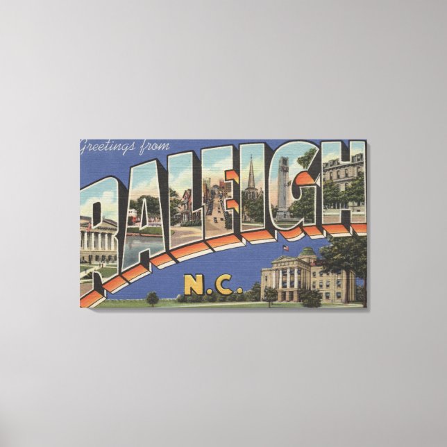 Raleigh, North Carolina - Large Letter Scenes Canvas Print (Front)