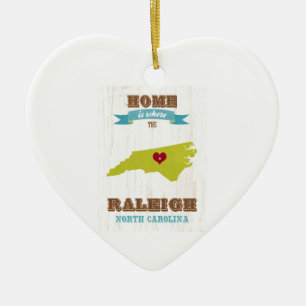 Raleigh, North Carolina Map – Home Is Where The Ceramic Ornament