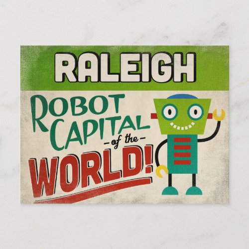 Raleigh North Carolina Robot _ Funny Vintage Postcard