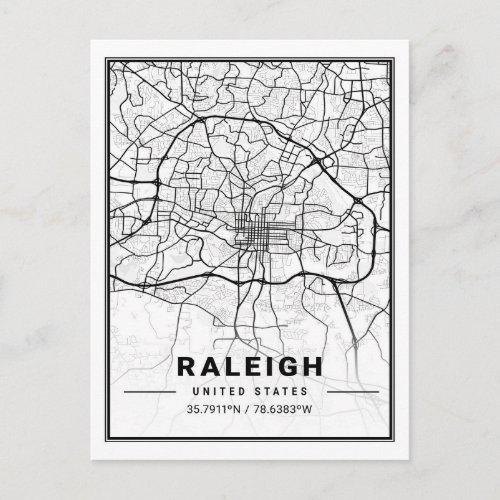 Raleigh North Carolina USA Travel City Map Postcard