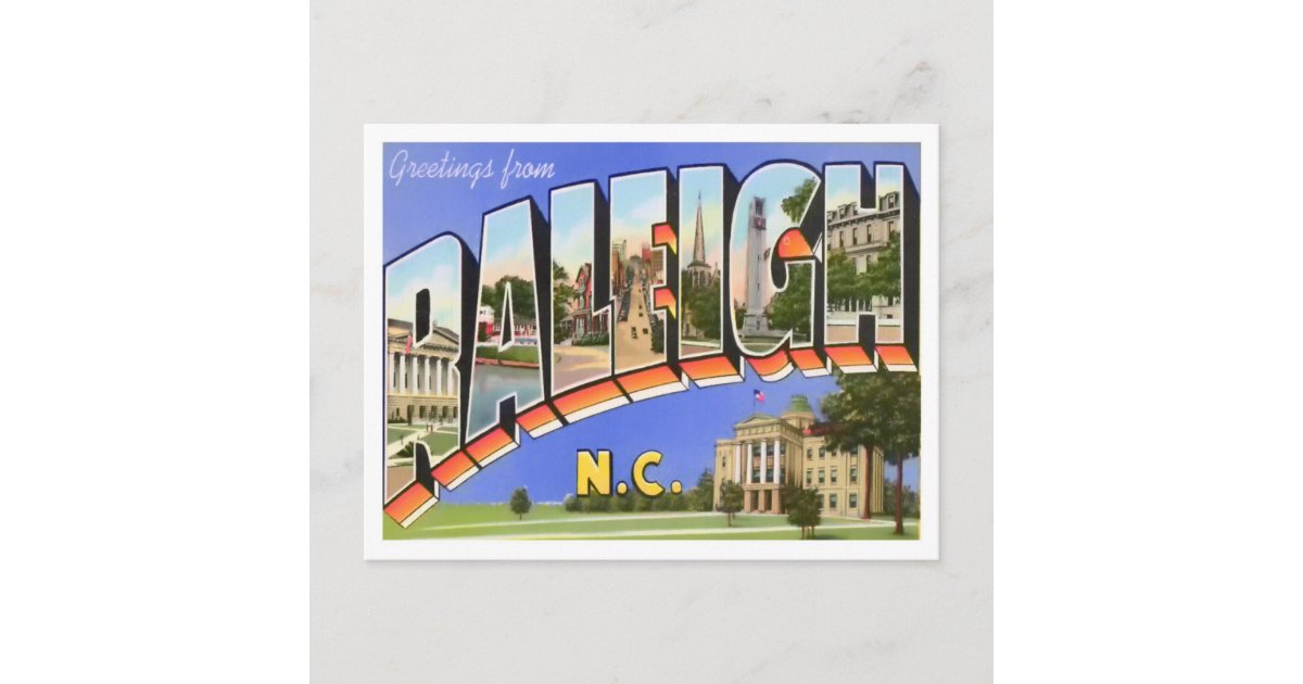 Raleigh, North Carolina Vintage Big Letters Postcard | Zazzle