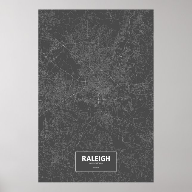 Raleigh, North Carolina (white on black) Poster (Front)