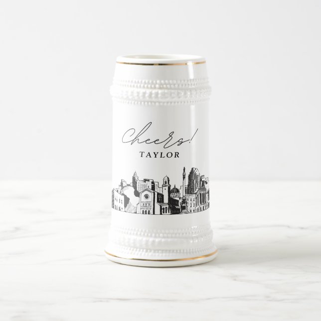 Raleigh Personalized Skyline Beer Stein (Center)