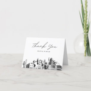 Raleigh Skyline Sketch Blank Thank You Card