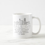 Raleigh Stylized Skyline | Custom Slogan Coffee Mug<br><div class="desc">A unique coffee mug representing the beautiful city of Raleigh, North Carolina. This mug features a stylized illustration of the city's unique skyline with its name underneath. Underneath the city name is a spot for your unique slogan or statement about your favorite city. You can utilize the customization function to...</div>