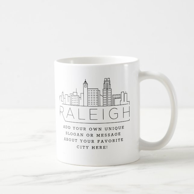 Raleigh Stylized Skyline | Custom Slogan Coffee Mug (Right)