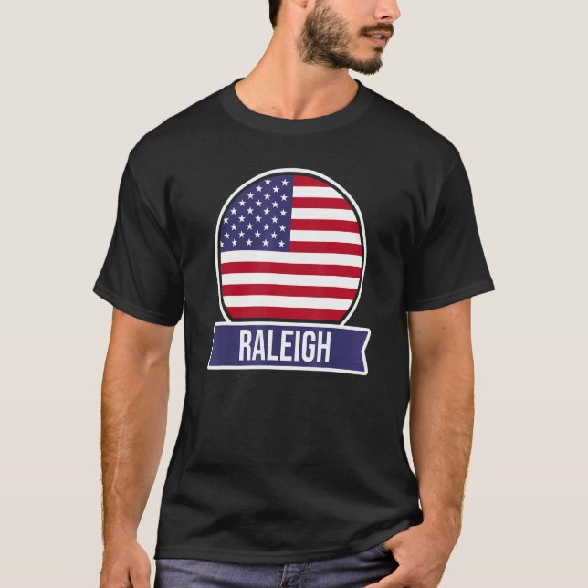 Raleigh  USA  American place name US flag design T-Shirt (Front)
