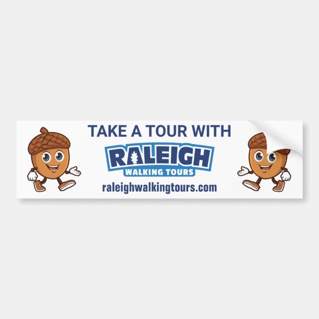 Raleigh Walking Tours Cute Acorn Bumper Sticker (Front)