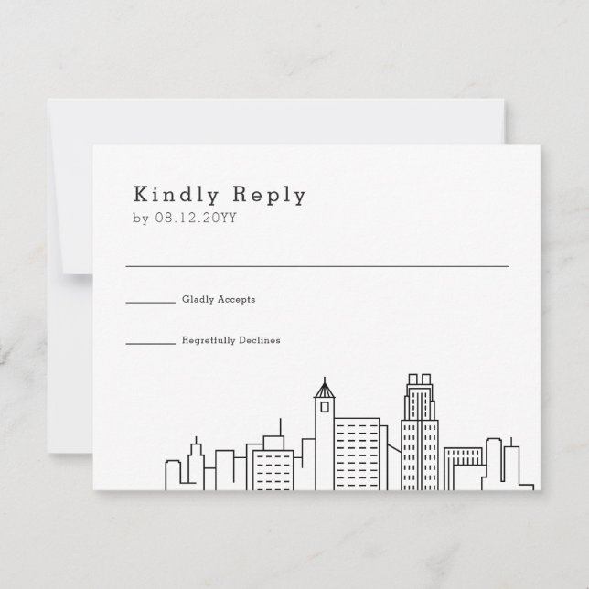Raleigh Wedding | Stylized Skyline RSVP Card (Front)