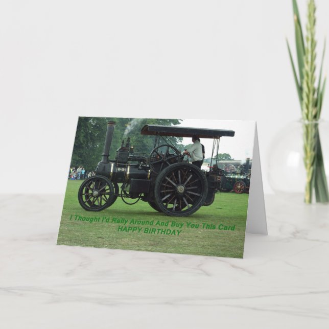Rally Around Steam Engine Birthday Card (Front)