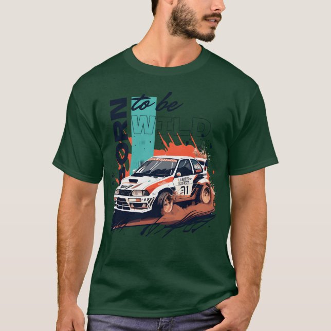 Rally competition car in a race kicking up dust gi T-Shirt (Front)