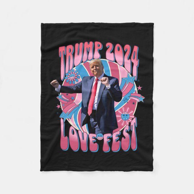 Rally Love Fest Dancing Retro Groovy Funny Lovefes Fleece Blanket (Front)