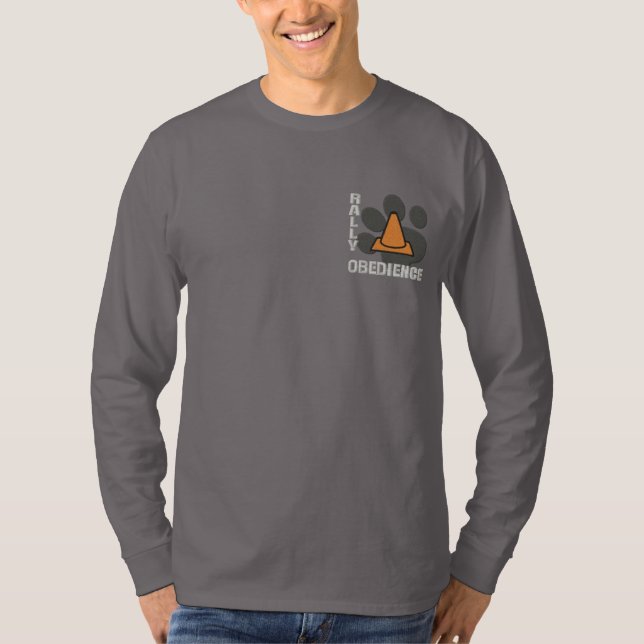 Rally Obedience Paw Print Embroidered Long Sleeve T-Shirt (Front)