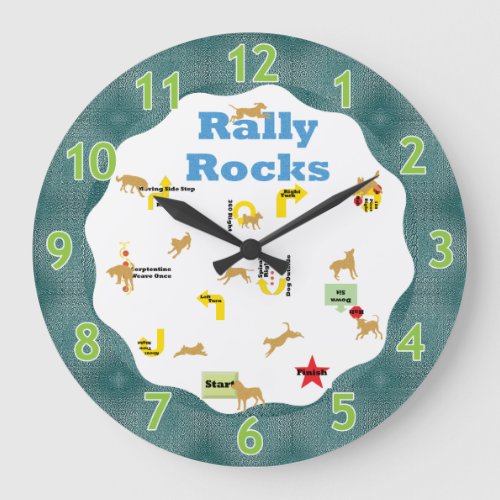 Rally Rocks Dogs Large Clock