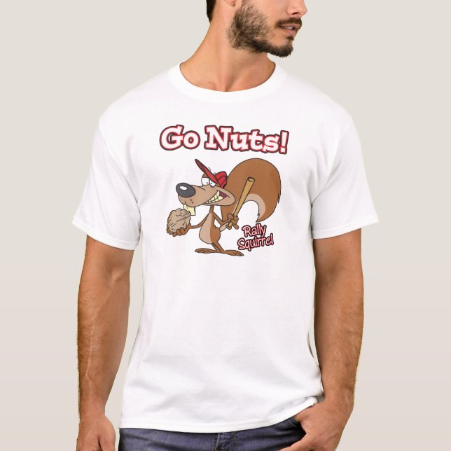 rally squirrel go nuts baseball cartoon T-Shirt (Front)