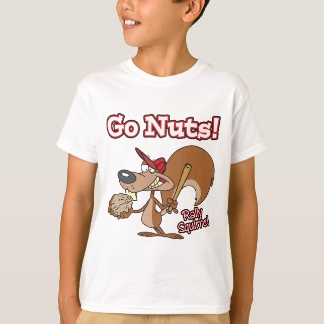 rally squirrel go nuts baseball cartoon T-Shirt (Front)