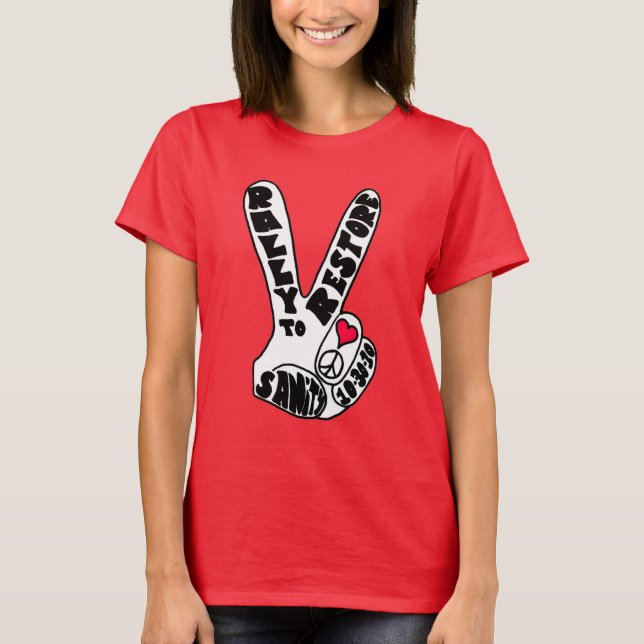 Rally to Restore Sanity Peace Fingers Womens T-Shirt (Front)