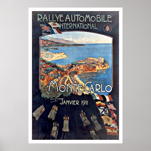 Rallye Monte Carlo Monaco Vintage Travel Poster